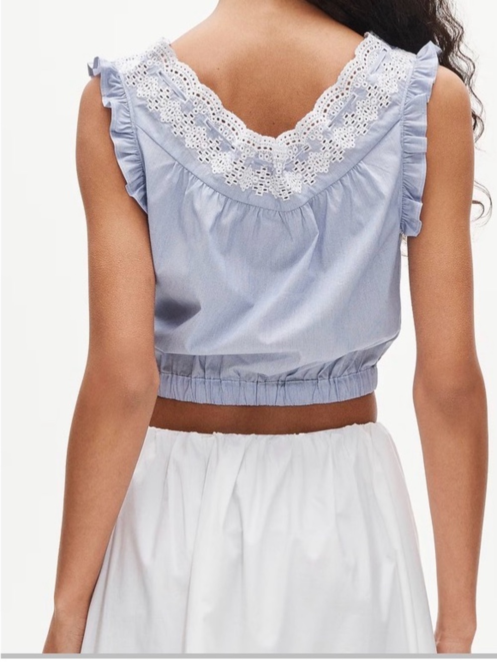 J. Crew Light Blue Eyelet-Trim Sleeveless Crop Top - Picture 3 of 3